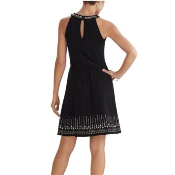WHBM Dress M Medium 6 8 10 Studded Gold Silver Black Sleeveless Washable - Picture 2 of 15